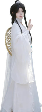 Adult Xie Lian Cosplay Hanfu Costume, White Cotton Robe, Ancient Chinese Style