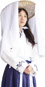 Adult zonzxcv Handmade Chinese Ancient Chivalrous Heroine Bamboo Hat with Veil White