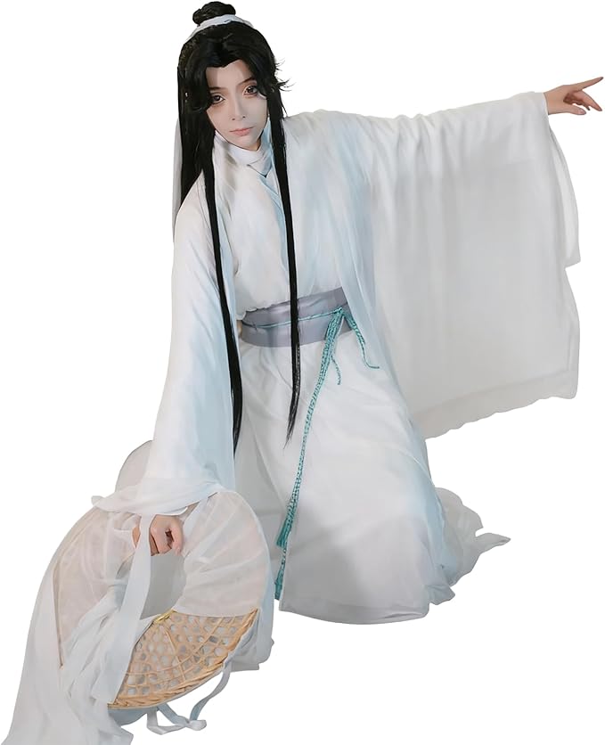 Adult Xie Lian Cosplay Hanfu Costume, White Cotton Robe, Ancient Chinese Style