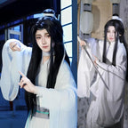 Adult Xie Lian Cosplay Hanfu Costume, White Cotton Robe, Ancient Chinese Style