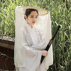 Adult zonzxcv Handmade Chinese Ancient Chivalrous Heroine Bamboo Hat with Veil White