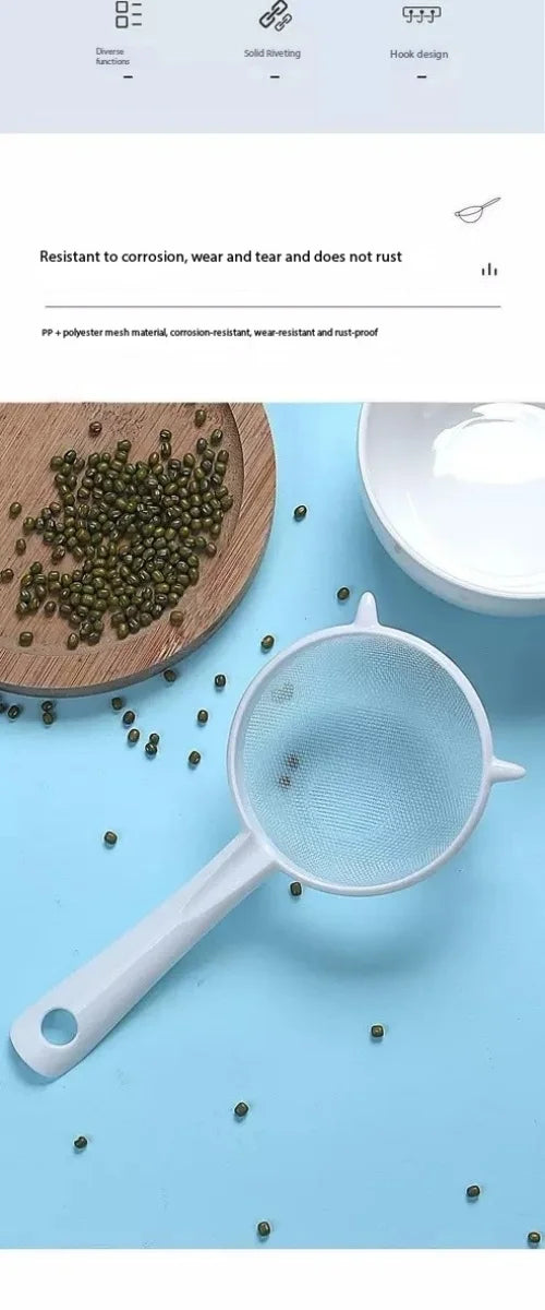 Handheld Plastic Tea Strainer Sieve for Flour, Juice and Kitchen Use