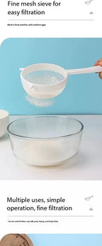 Handheld Plastic Tea Strainer Sieve for Flour, Juice and Kitchen Use