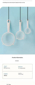 Handheld Plastic Tea Strainer Sieve for Flour, Juice and Kitchen Use