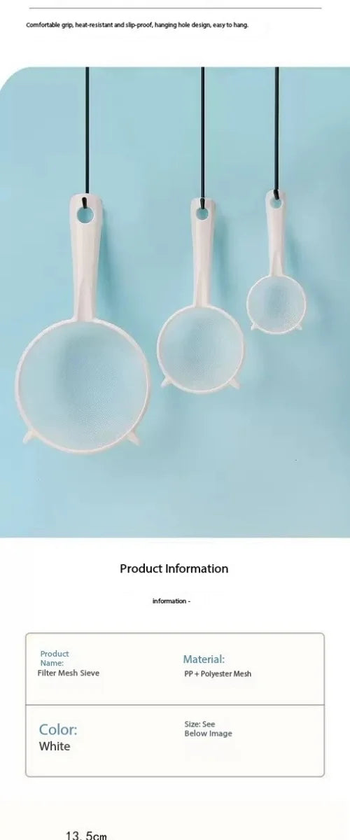 Handheld Plastic Tea Strainer Sieve for Flour, Juice and Kitchen Use