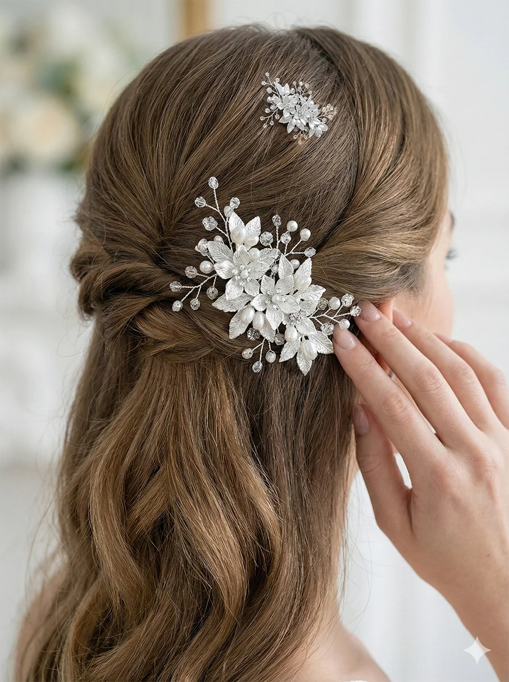 Pearl Flower Bridal Hair Comb for Women