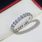 Huitan New Trendy Thin Finger Rings Band with Shiny Cubic Zirconia Simple Stylish Daily Wear Accessories for Women