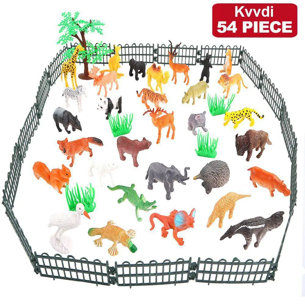 54PCS Mini Jungle Animal Toys Set – Realistic Wild Animal Figures