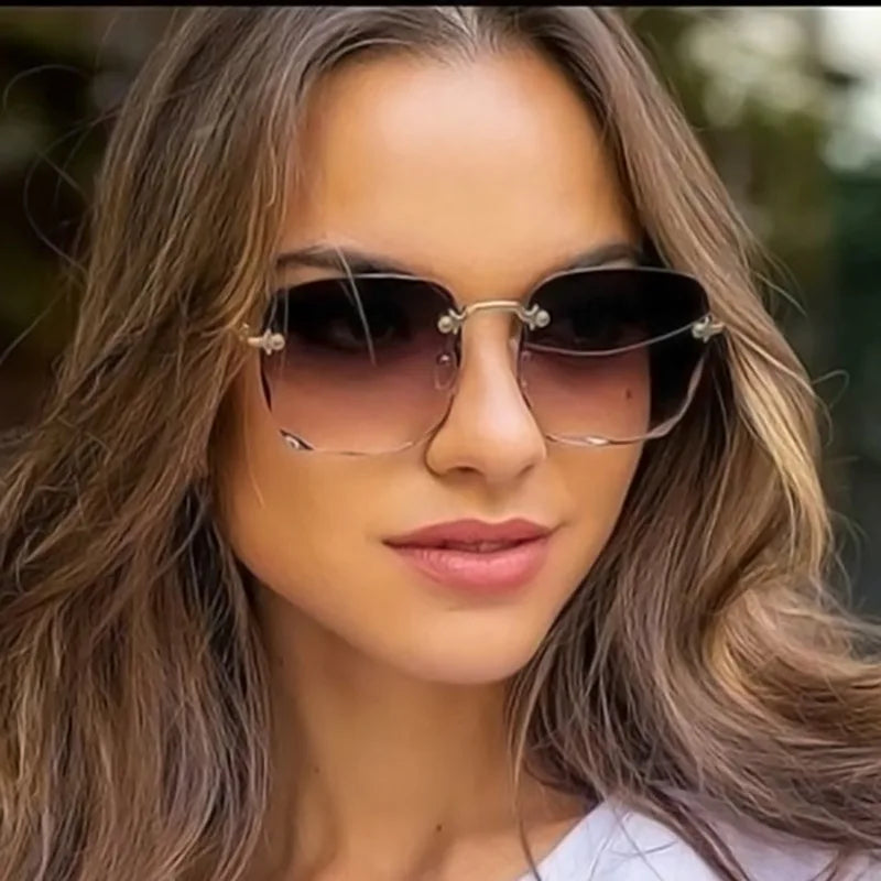 3PCS Rimless Square UV400 Sunglasses Set for Men & Women