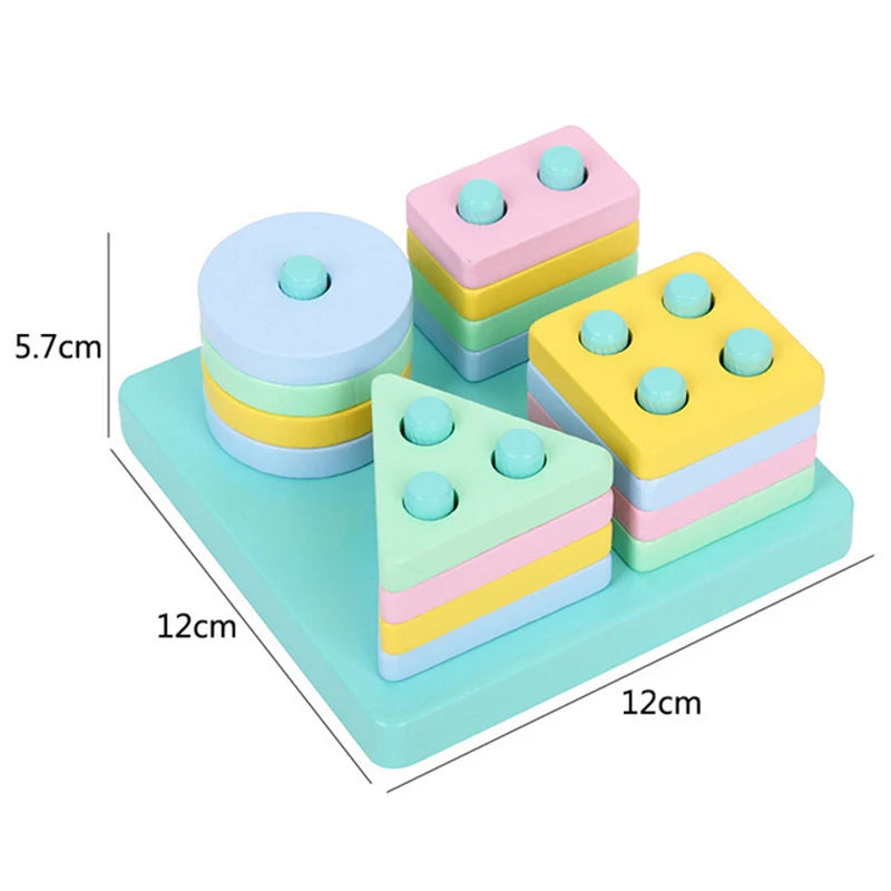Montessori Wooden Color & Shape Matching Building Blocks