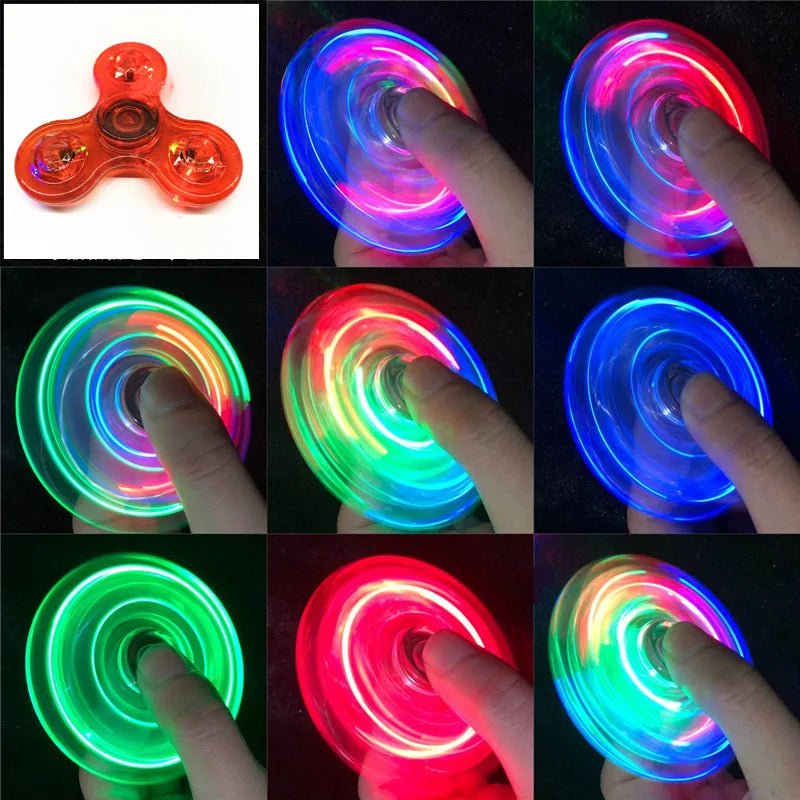 Crystal LED Light Fidget Spinner Glow Stress Relief Finger Toy