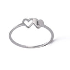 COOLTIME Initial Letter Ring for Women Stainless Steel A-Z Alphabet Double Heart Rings Simple Wedding Cheap Gift For Lover