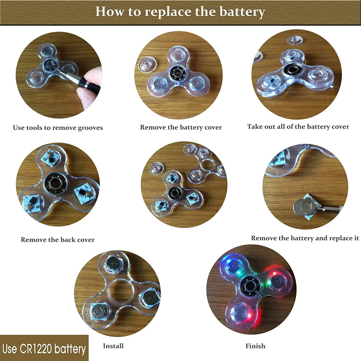 Crystal LED Light Fidget Spinner Glow Stress Relief Finger Toy