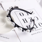 Double Layer Braided Pearl Headband for Women