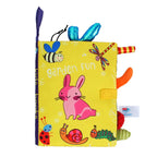 Baby Sensory Cloth Book with Crinkle Pages and Interactive Rattle