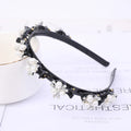 Double Layer Braided Pearl Headband for Women