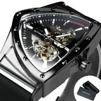 WINNER Sports Triangle Skeleton Automatic Men Watch Luminous Pointers Fashion Rubber Strap Luxury Military Mechanical Watches