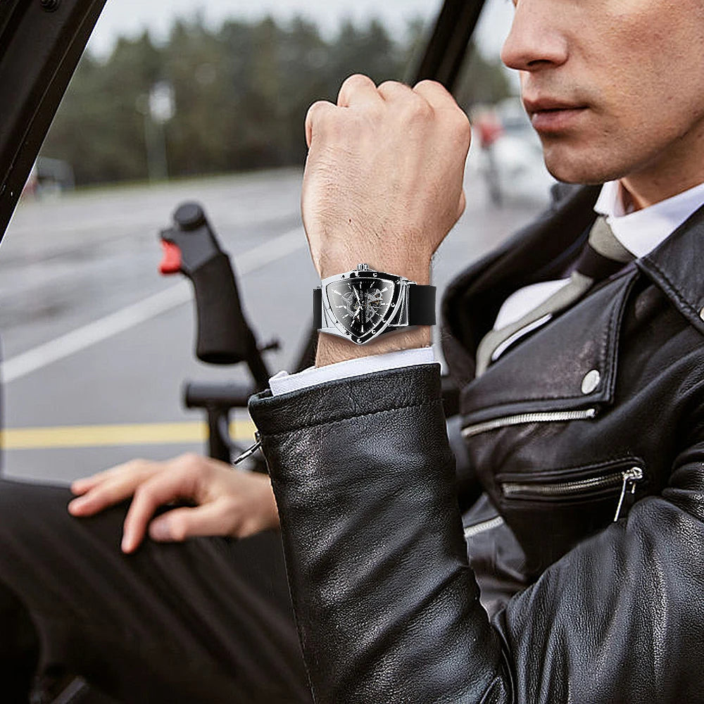 WINNER Sports Triangle Skeleton Automatic Men Watch Luminous Pointers Fashion Rubber Strap Luxury Military Mechanical Watches
