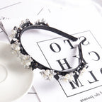 Double Layer Braided Pearl Headband for Women