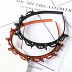 Double Layer Braided Pearl Headband for Women
