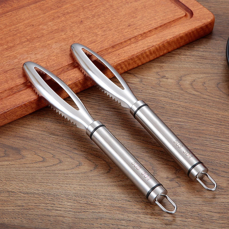 Stainless Steel Fish Scale Remover with Scraper and Bone Tweezers