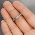 Huitan New Trendy Thin Finger Rings Band with Shiny Cubic Zirconia Simple Stylish Daily Wear Accessories for Women