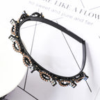 Double Layer Braided Pearl Headband for Women