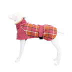 Warm Fleece Winter Big Dog Clothes Fashion Plaid Print  Pet Jacket with Belt for Medium Large Dogs Greyhound Weimaraner Clothing