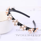Double Layer Braided Pearl Headband for Women