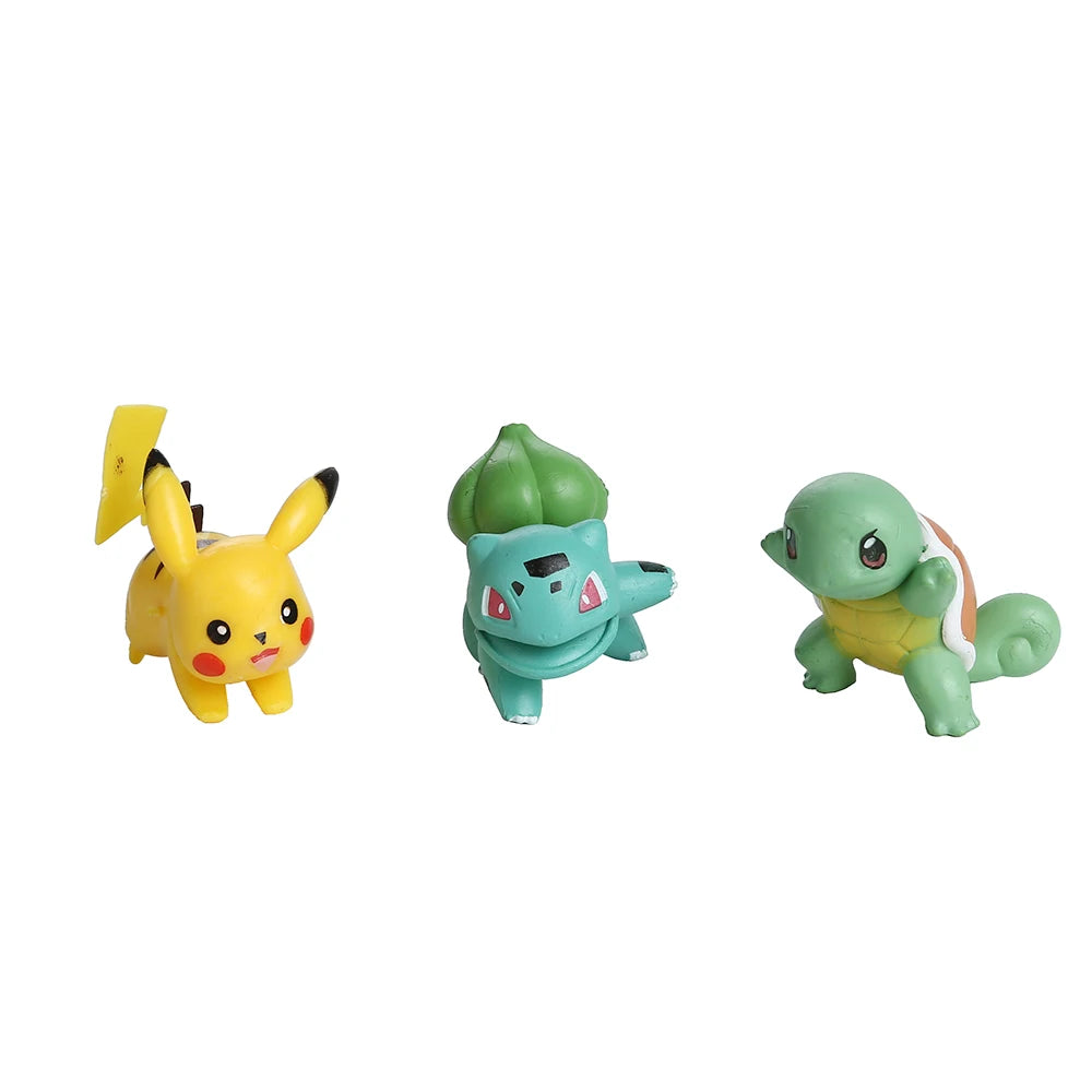 8Pcs Pokemon Anime Figure Pikachu Squirtle Bulbasaur Collection Ornamental Decoration 2-4CM Pet Action Model Doll Toy Gifts