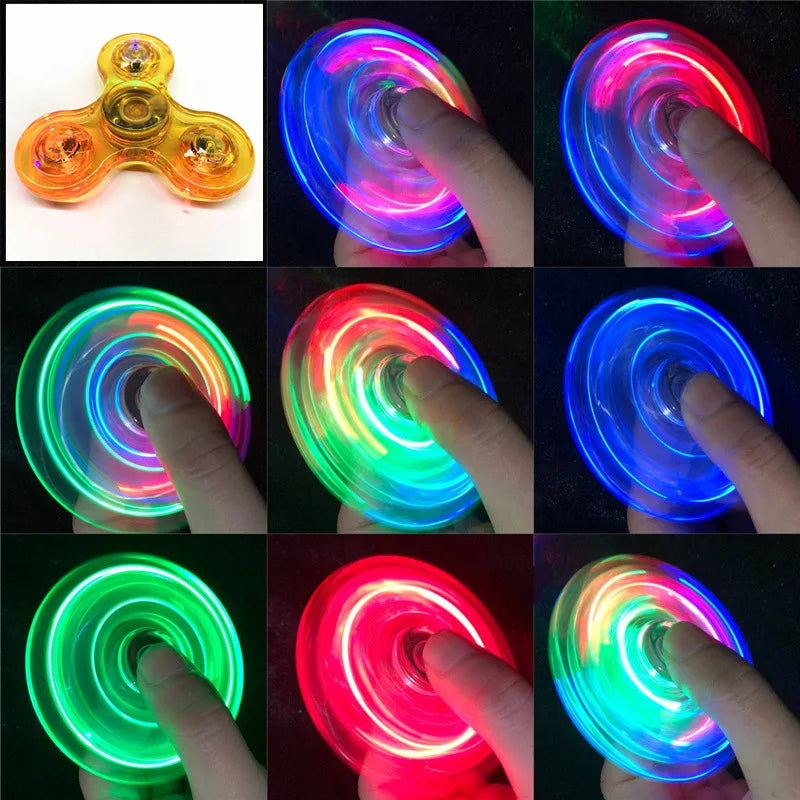 Crystal LED Light Fidget Spinner Glow Stress Relief Finger Toy