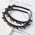 Double Layer Braided Pearl Headband for Women