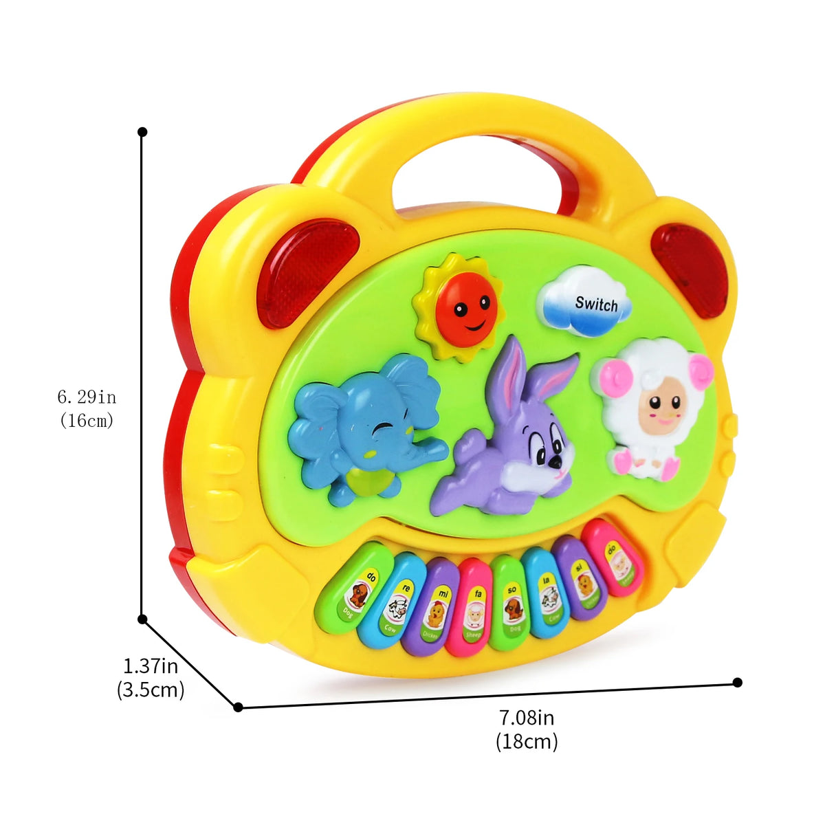 Kids Cartoon Piano Keyboard with Animal Sounds & Flashing Lights