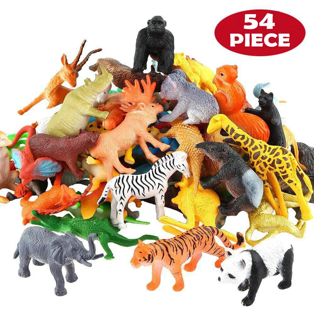54PCS Mini Jungle Animal Toys Set – Realistic Wild Animal Figures