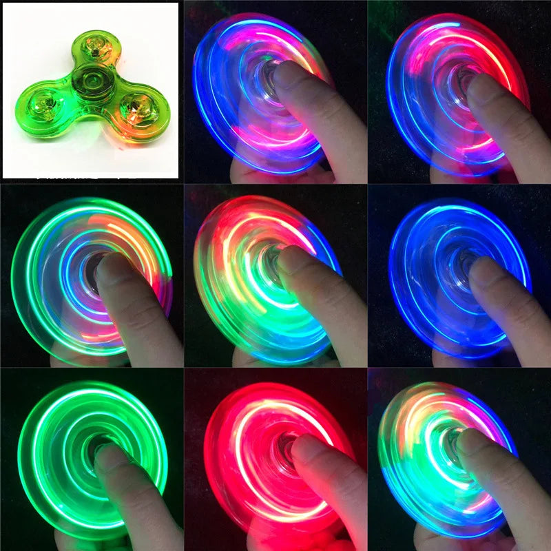Crystal LED Light Fidget Spinner Glow Stress Relief Finger Toy