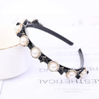 Double Layer Braided Pearl Headband for Women