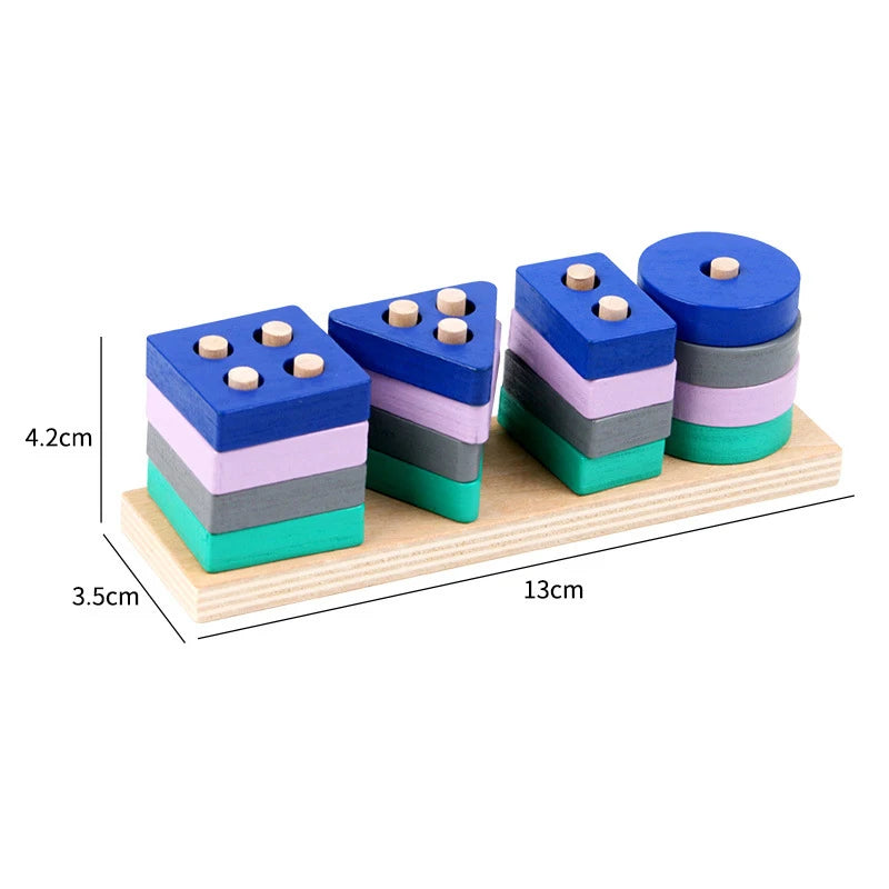 Montessori Wooden Color & Shape Matching Building Blocks