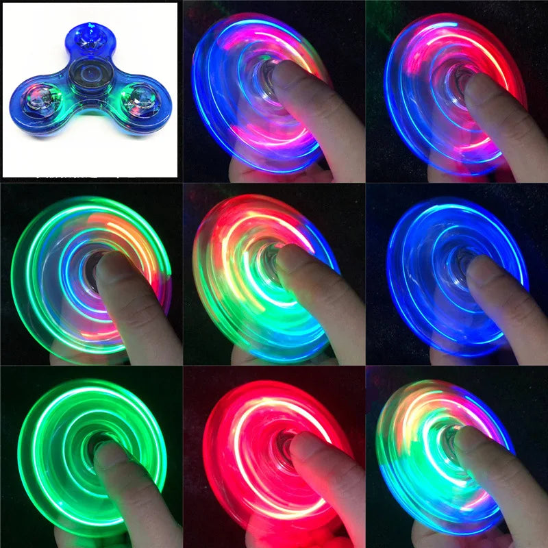 Crystal LED Light Fidget Spinner Glow Stress Relief Finger Toy