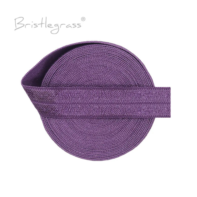 BRISTLEGRASS 2 5 10 Yard 5/8" 15mm Solid FOE Shiny Fold Over Elastic Spandex Satin Band Hair Tie Headband Dress Sewing Lace Trim