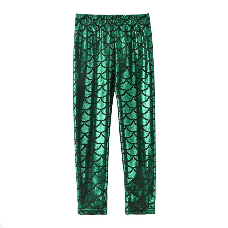 Girls Leggings Mermaid Leggings Girls Pants Kids Color Shiny Scale Slim Pants Kids Dance Performance Pants