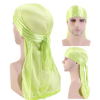 Men's Silky Durags Bandanas Turban hat Wigs Doo Men Satin Durag Biker Headwear Headband Hair Accessories Extra Long Tail Du-Rag