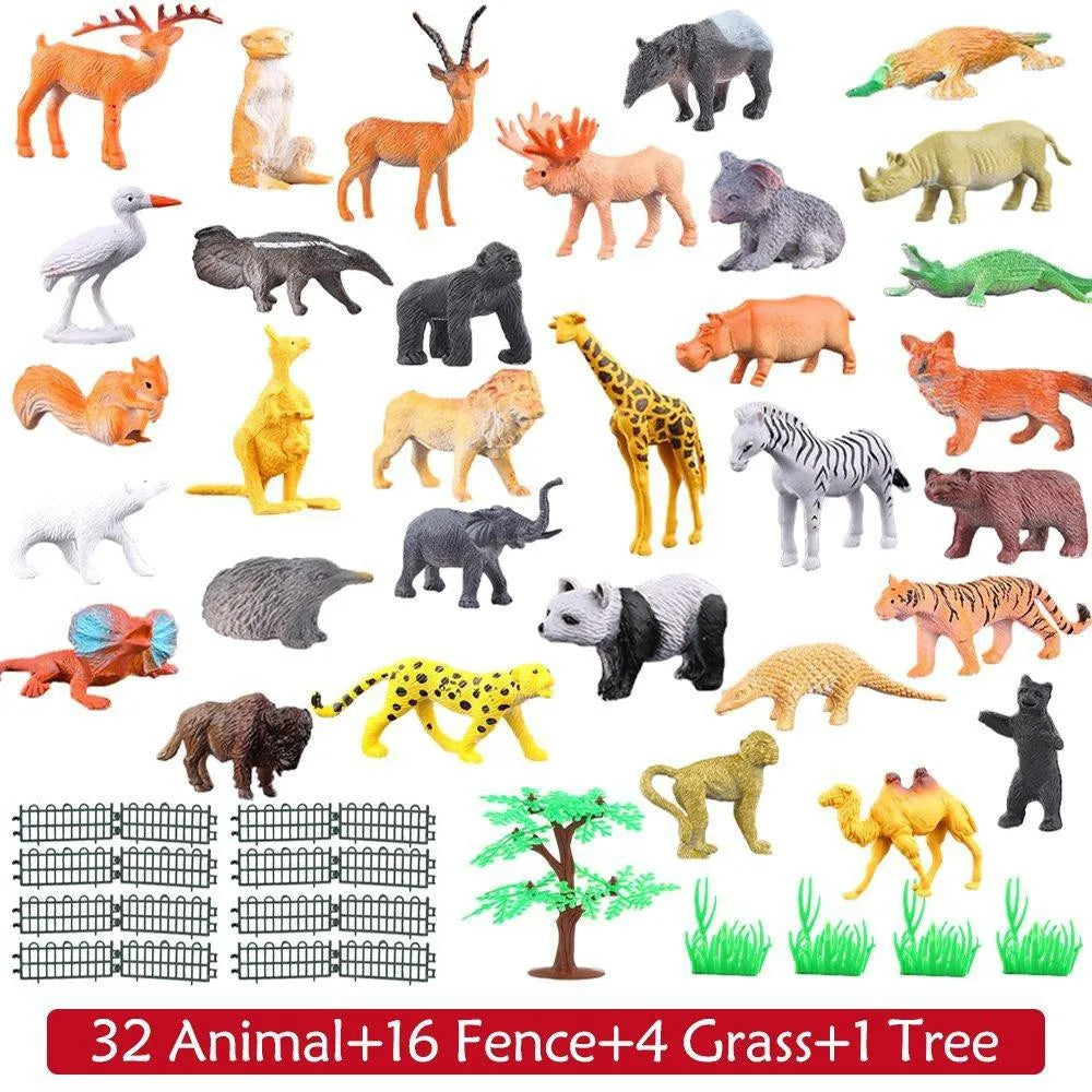 54PCS Mini Jungle Animal Toys Set – Realistic Wild Animal Figures