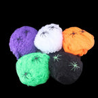 Halloween Scary Party Scene Props White Stretchy Cobweb Spider Web Horror Halloween Decoration For Bar Haunted House 1Pcs