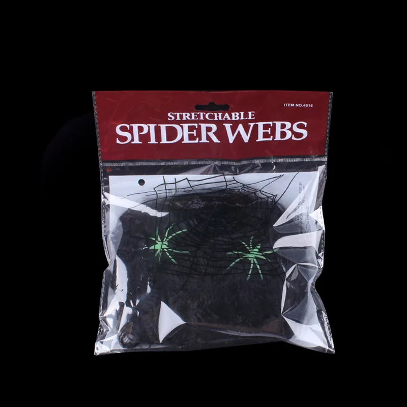 Halloween Scary Party Scene Props White Stretchy Cobweb Spider Web Horror Halloween Decoration For Bar Haunted House 1Pcs