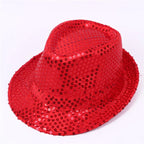 Adult  and Child Unisex Brilliant Glitter Sequins Hat Dance Fedora Hat Kid Dance Cap Solid Jazz Hat Party Glitter Costum 2size