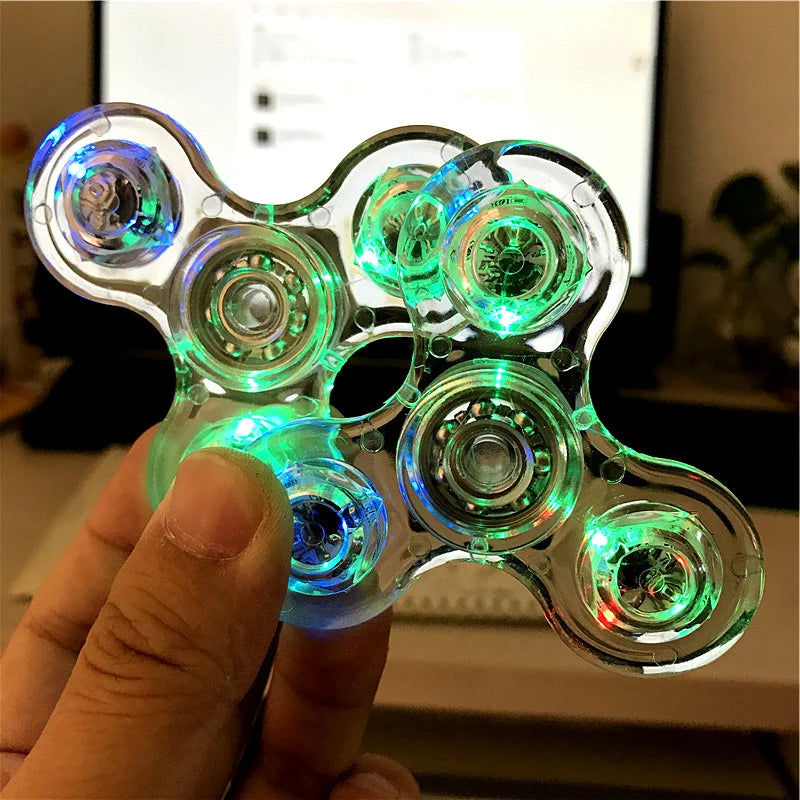 Crystal LED Light Fidget Spinner Glow Stress Relief Finger Toy