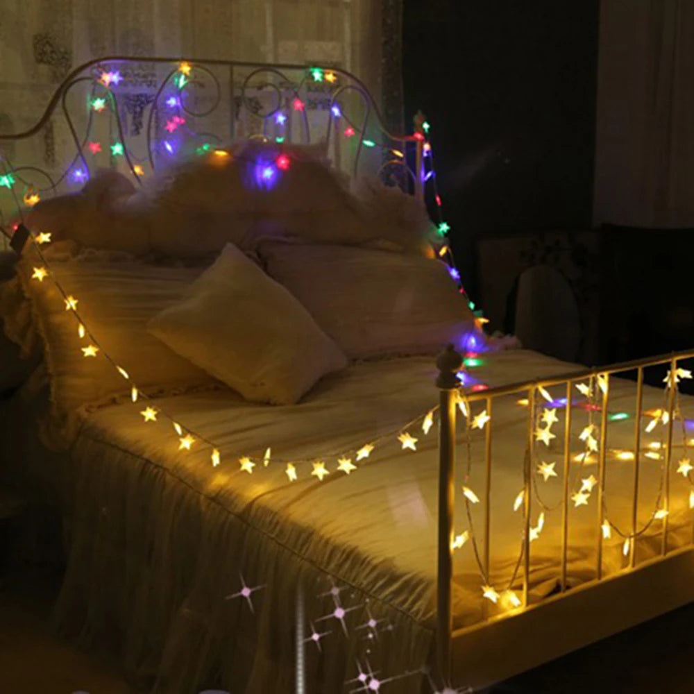 1.5m/3m/6m/10m LED Star String Lights Christmas Garland Battery USB Powered Wedding Party Curtain String Fairy Lamps For Home