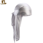 Men's Silky Durags Bandanas Turban hat Wigs Doo Men Satin Durag Biker Headwear Headband Hair Accessories Extra Long Tail Du-Rag