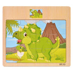 Hot Sale 12/9 PCS Puzzles Wooden Kids Baby Wood Cartoon Vehicle Animals Learning Educational Toys for Children Gift