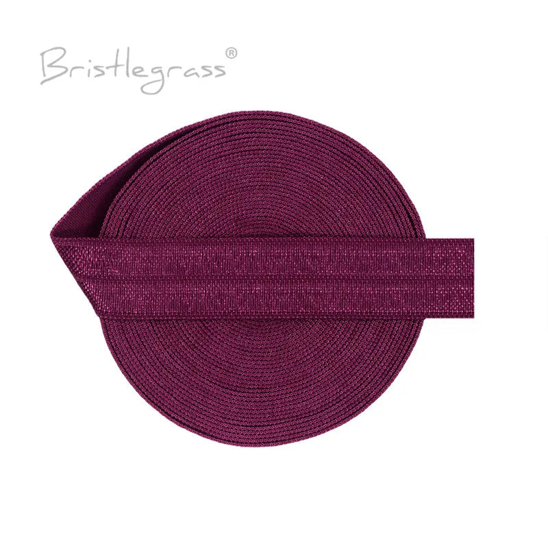 BRISTLEGRASS 2 5 10 Yard 5/8" 15mm Solid FOE Shiny Fold Over Elastic Spandex Satin Band Hair Tie Headband Dress Sewing Lace Trim